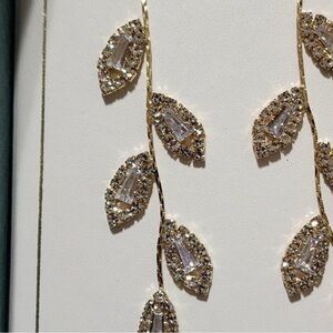 Christian Siriano Gold and Silver Crystal Leaf Earrings